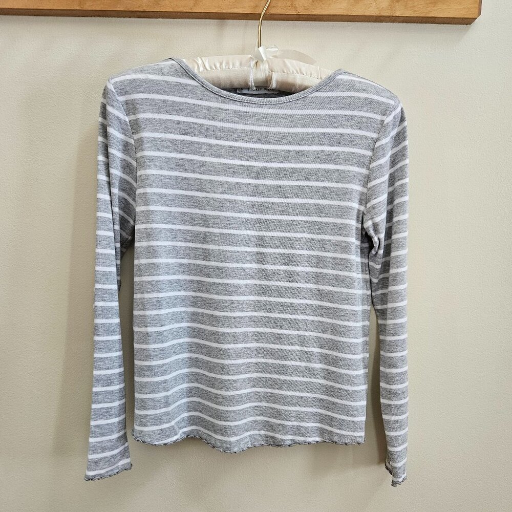 Women's Gray and White Striped Top Size S / XS